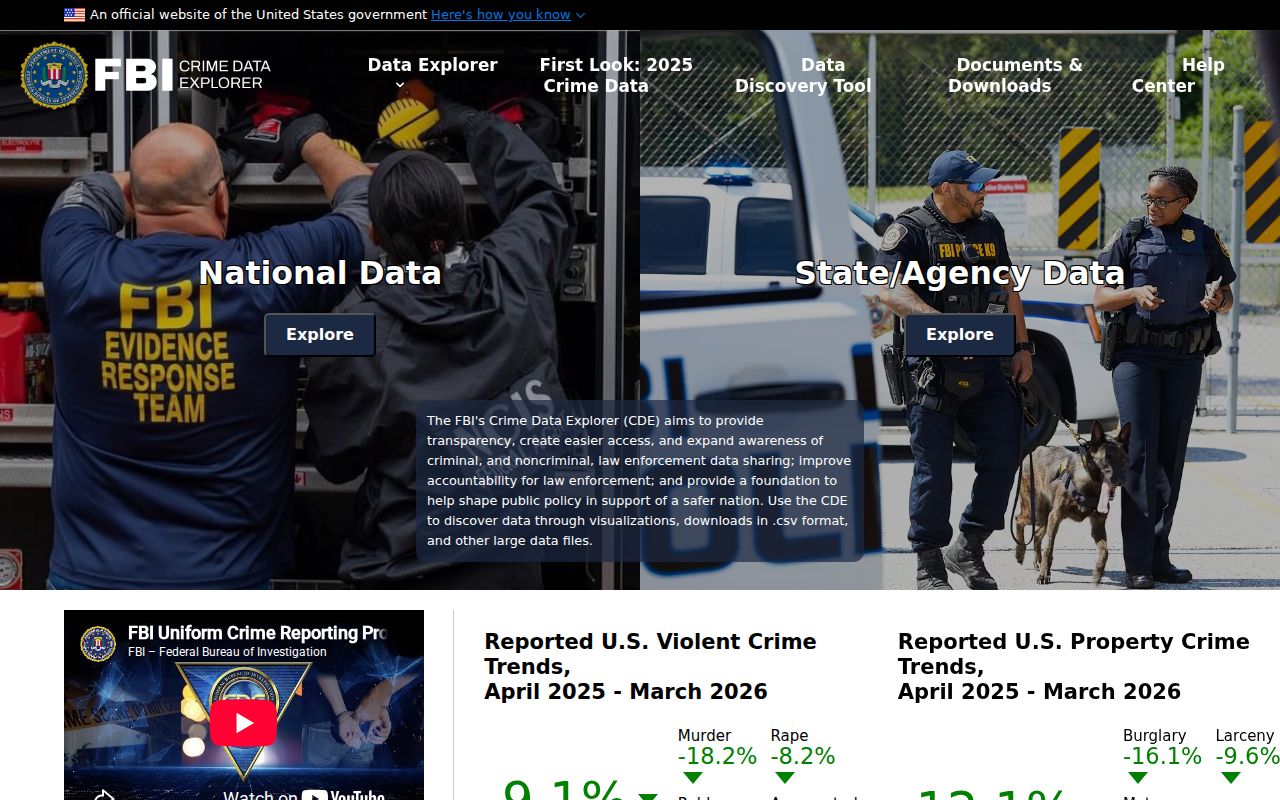 Blue Ridge criminal history FBI Crime Data Explorer interface