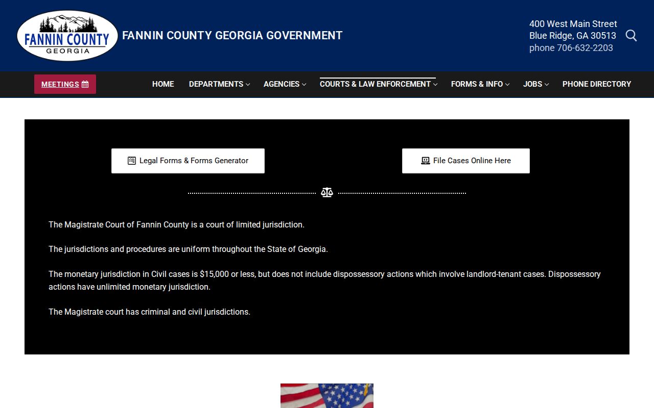 Fannin County criminal case records Magistrate Court page