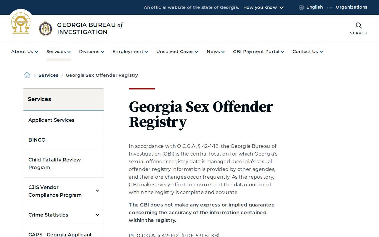 Fannin County sex offender check GBI registry information page