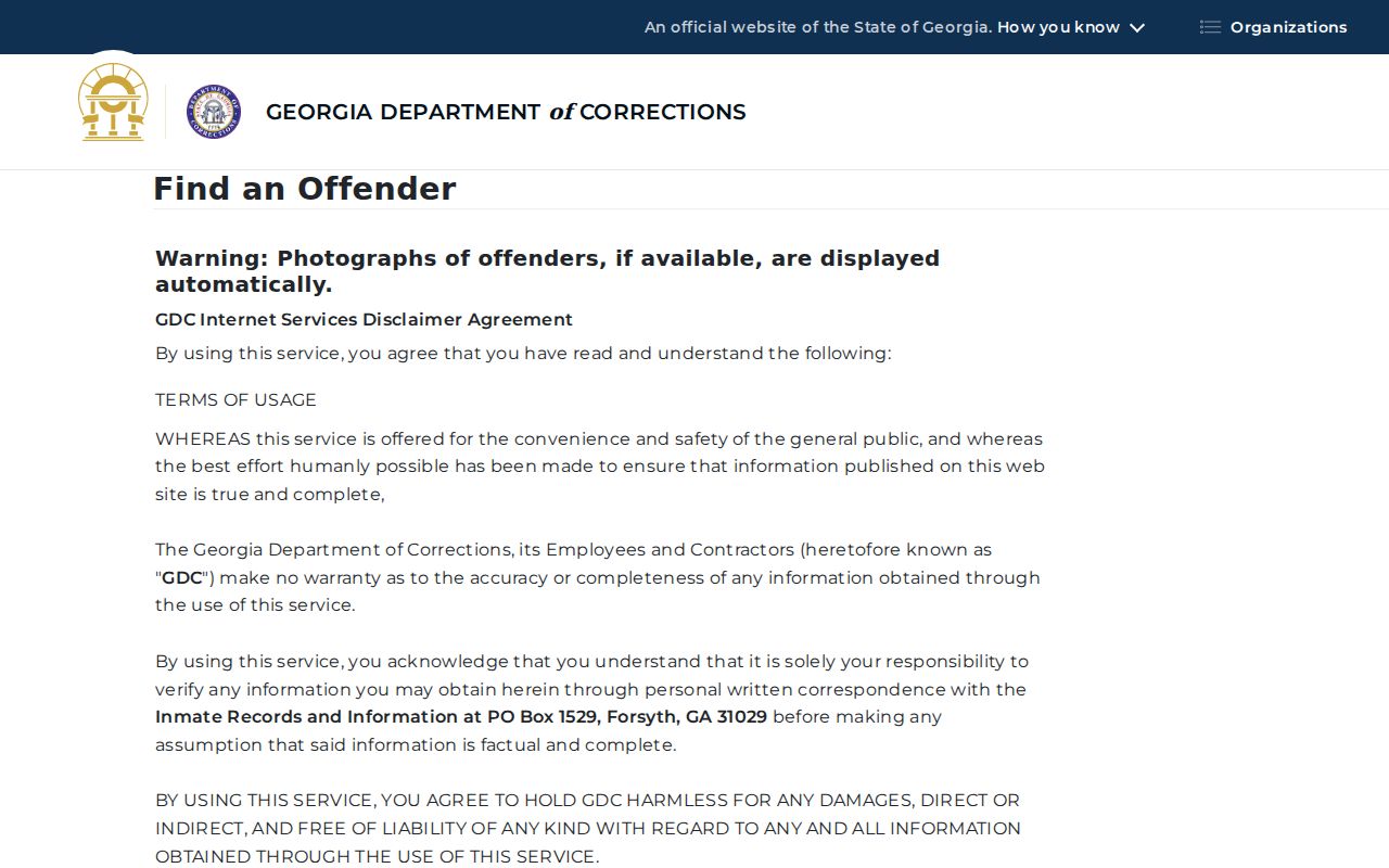 Fannin County criminal history Georgia Department of Corrections offender search
