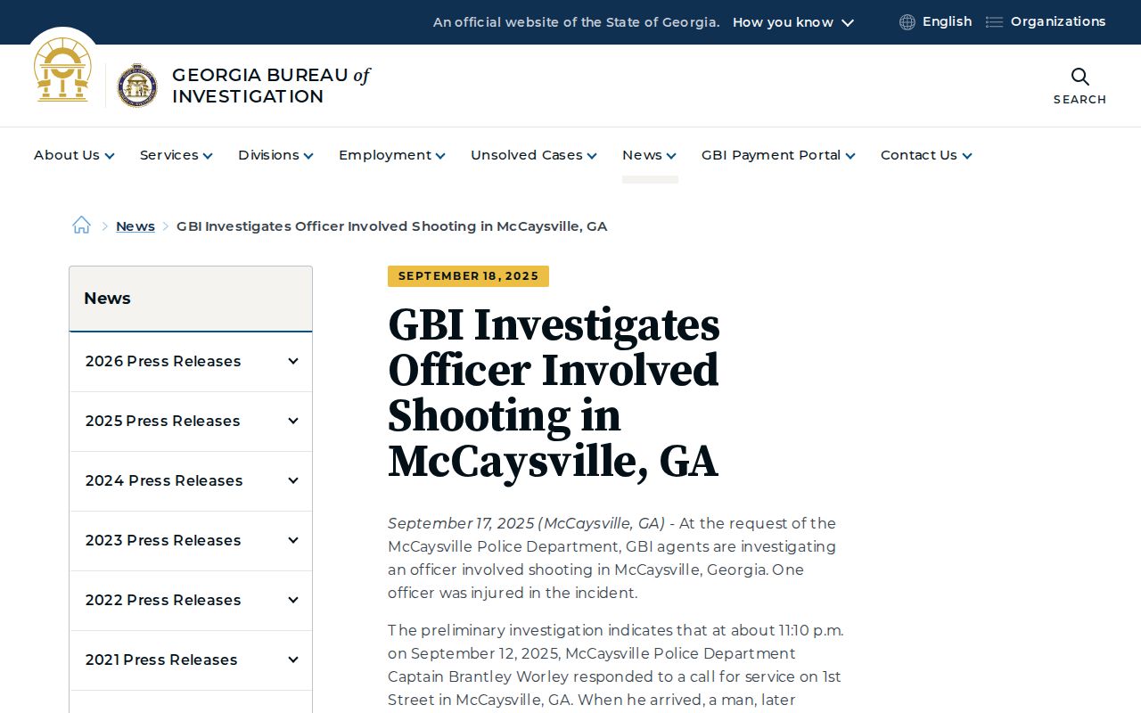 GBI release illustrating the McCaysville criminal records chain